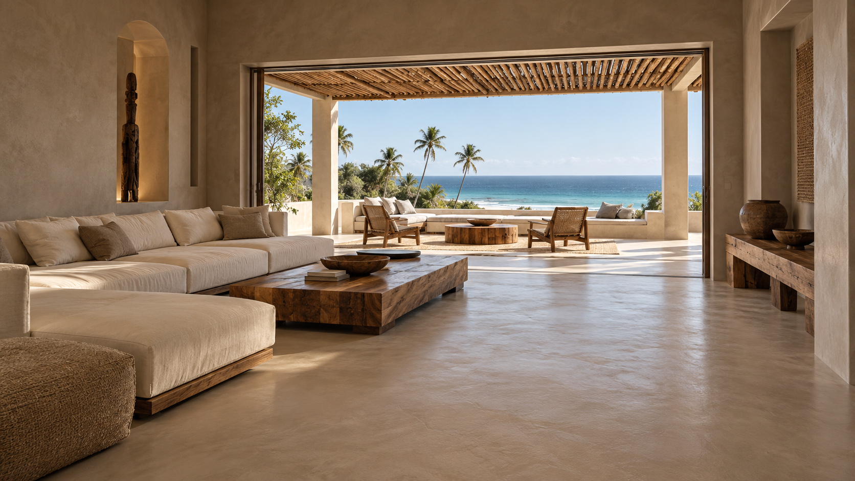 The living space opening towards the ocean