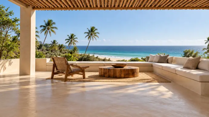 Outdoor living overlooking the Indian Ocean